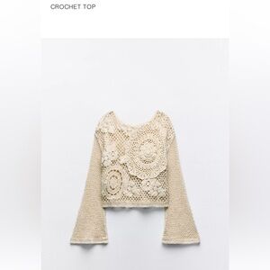 Zara Cream Crochet Bell Sleeve Blouse